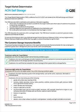 Target Market Determination (qm8999 1021 Aon Self Storage)